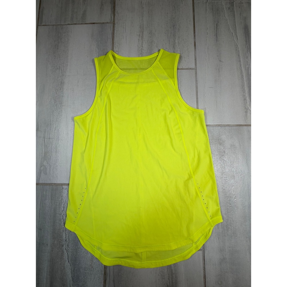 Lululemon Sculpt Tank Top Neon Yellow Electric Lemon Mesh Back Cutout Womens 6